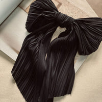 Chelsea King Plissé Black Bow with French Clip