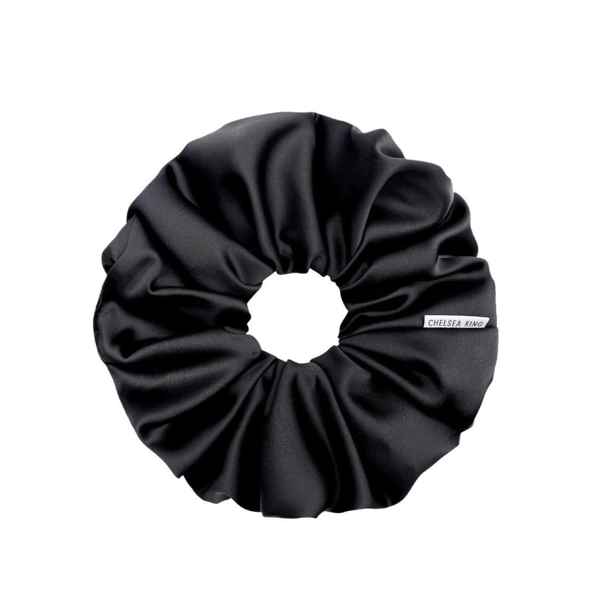 Chelsea King Satin Sleep Black Scrunchie - Oversized