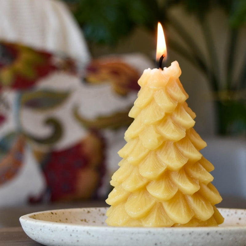 Honey Candles Yule Tree Candle - Natural Beeswax