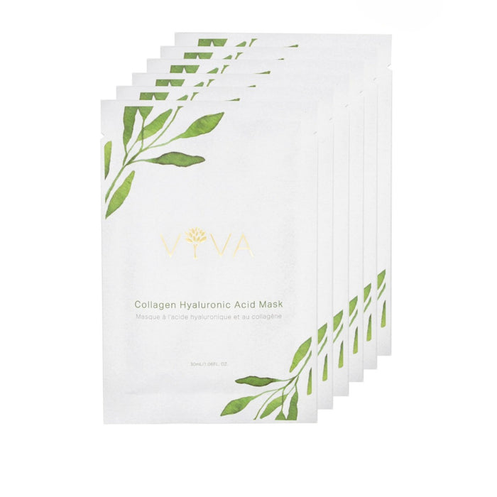 Viva Organics Collagen Hyaluronic Acid Sheet Mask - 6 Pack